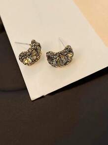 1雙奢華灰色的鑽石幾何寶石耳環 - 深灰色 - 查看 2