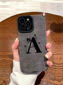 Letter Graphic Anti-fall Phone Case - Grey - View 2
