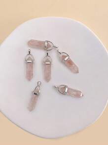 6pcs/set Random Color Natural Stone Hexagonal Column Shaped DIY Jewelry Pendant - Multicolor - View 2
