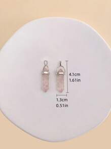 6pcs/set Random Color Natural Stone Hexagonal Column Shaped DIY Jewelry Pendant - Multicolor - View 3