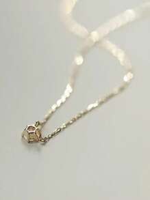 1pc Versatile Single Rhinestone Women's Collarbone Chain Silver Necklace - Yellow Gold - View 4