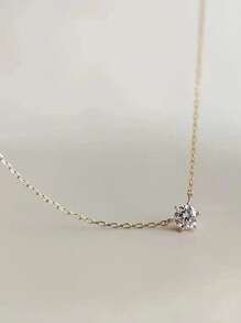 1pc Versatile Single Rhinestone Women's Collarbone Chain Silver Necklace - Yellow Gold - View 5