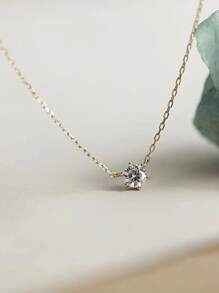1pc Versatile Single Rhinestone Women's Collarbone Chain Silver Necklace - Yellow Gold - View 1