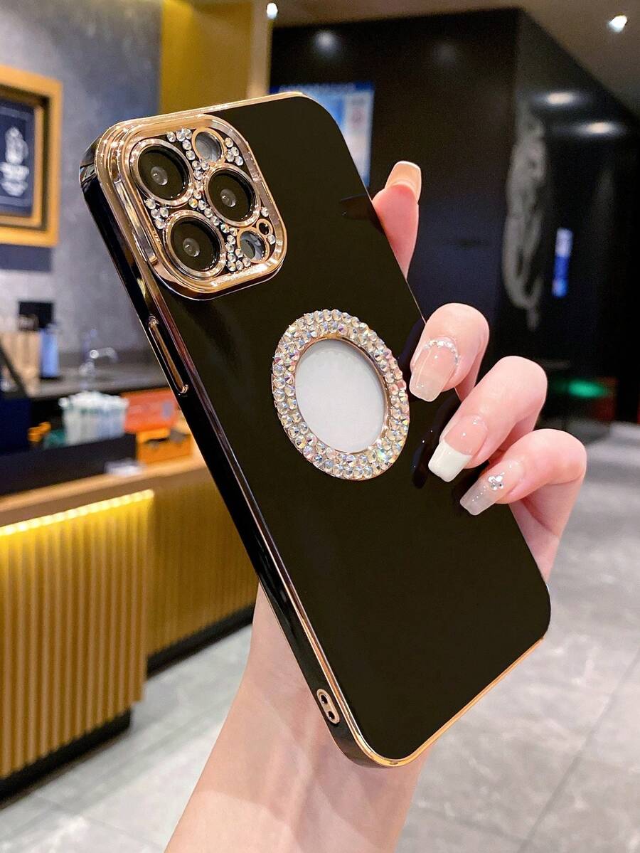 Rhinestone Decor Phone Case - Black - View 1