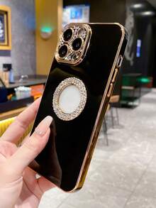 Rhinestone Decor Phone Case - Black - View 3