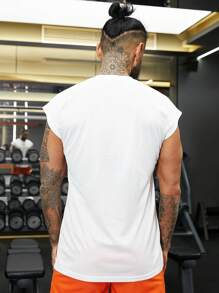 Manfinity Sport Corelite Men Slogan Graphic Top-Stitching Sports Tee Workout Tops - White - View 2