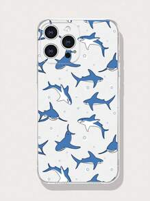 Summer Blue Hollow Out Shark Design Diy Phone Case Compatible With Apple Iphone 12 13 14 15 Pro Max - Multicolor - View 1