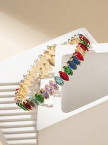 1 件彩色方晶锆石派对和度假马眼形女士手镯（随机方晶锆石颜色） - 彩色 - 查看 1