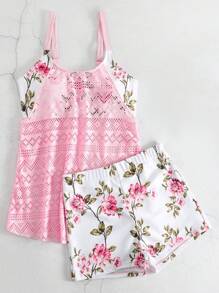 Bãi biển mùa hè Tankini in hoa rỗng - Nhiều màu - Xem 3