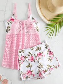 Bãi biển mùa hè Tankini in hoa rỗng - Nhiều màu - Xem 5