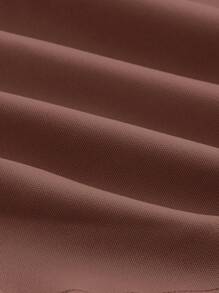 SHEIN MOD 素色褶邊不對稱領短款上衣 - 巧克力棕 - 查看 3