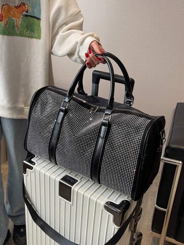 Women's Large Capacity Travel Bag Nylon Luggage Bag For Travel, Business, Sports, Fitness, Yoga, Dance - Silver - View 4