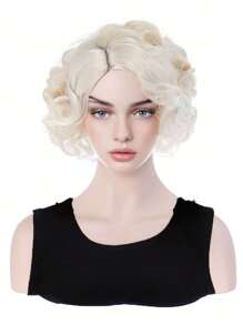 Curly Blonde 10 Inch Short Synthetic Wig For Women - Gold - View 1