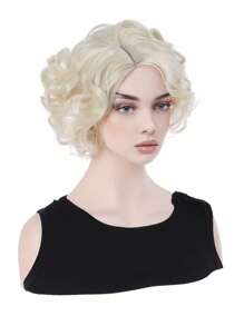 Curly Blonde 10 Inch Short Synthetic Wig For Women - Gold - View 4
