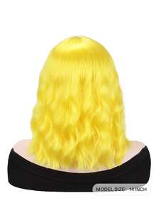 卷黃色14英寸短人造假髮適合女士 - 黃色 - 查看 7