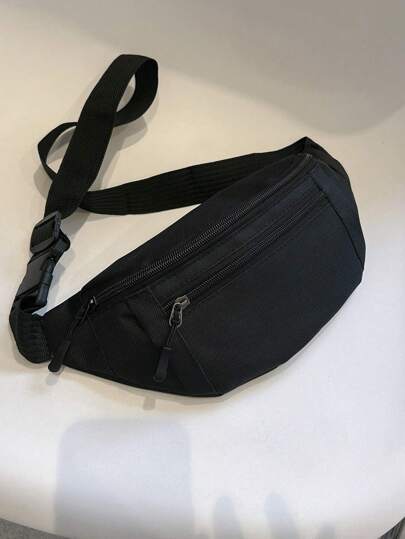 Medium Fanny Pack Dragkedja Fram Vattentät Spänne Design, Preppy Bum Bag För första skoldagen