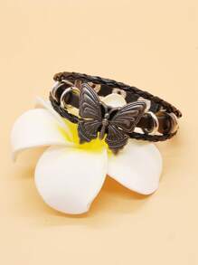 Pulsera trenzada con diseño de mariposa
