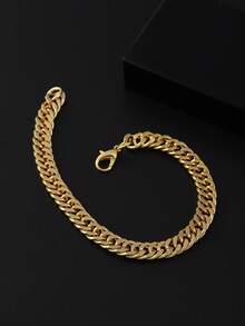 簡約鍊式手鍊，適合日常裝飾，打造時尚外觀 - 金黃色 - 查看 4