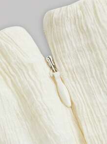 SHEIN MOD Solid Ruffle Trim Cami Dress - Beige - View 3