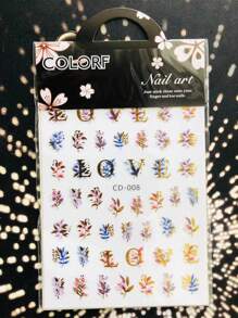 1张叶子图案美甲贴纸 - 彩色 - 查看 1