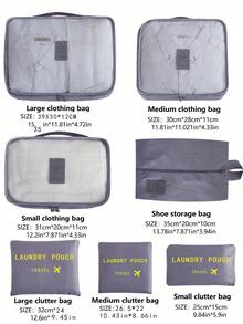 7入組套袋套裝字母印花旅行收納袋衣物收納袋、旅行收納套裝、包裝盒套裝、手提箱收納袋套裝、旅行收納套裝帶鞋類盥洗用品和洗衣袋學校用品房間裝飾臥室裝飾宿舍必需品學校學生教師 - 灰色 - 查看 4