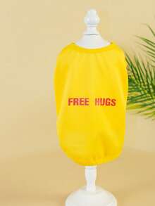 1入組字母圖案寵物背心適用於狗狗和貓適合夏天 - 黃色 - 查看 3