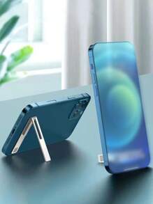 1pc Zinc Alloy Foldable Desktop Phone Holder - Silver - View 1