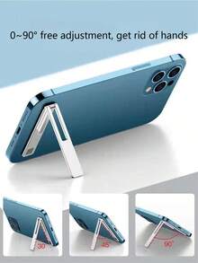 1pc Zinc Alloy Foldable Desktop Phone Holder - Silver - View 3