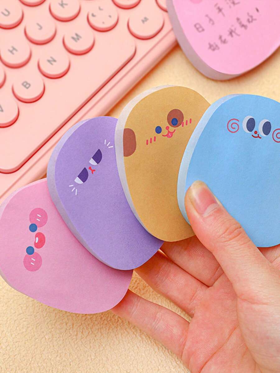 4pcs Cartoon Graphic Sticky Note, Cute Multi-purpose Easy To Post Writable Sticky Note For School Student, Office - Multicolor - View 1