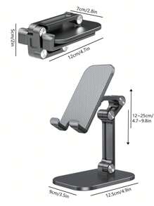 桌面手机支架，可调节高度可折叠安装支架，便携式智能手机直播支架，1 件兼容 、Android 手机，生日、家庭、朋友手机支架礼物，手机配件 - 黑色 - 查看 3