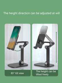 桌面手机支架，可调节高度可折叠安装支架，便携式智能手机直播支架，1 件兼容 、Android 手机，生日、家庭、朋友手机支架礼物，手机配件 - 黑色 - 查看 4