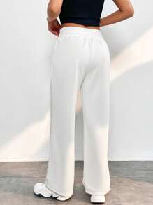 SHEIN PETITE Quần nữ Dây kéo Túi màu trơn Giải trí - trắng - Xem 2