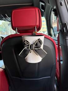 1pc Bow Decor Car Seat Back Trash Can - Multicolor - View 1