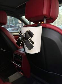 1pc Bow Decor Car Seat Back Trash Can - Multicolor - View 2