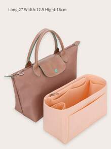 Women Bag Organizer Insert, Felt Bag Organizer With Zipper - Pink - View 1