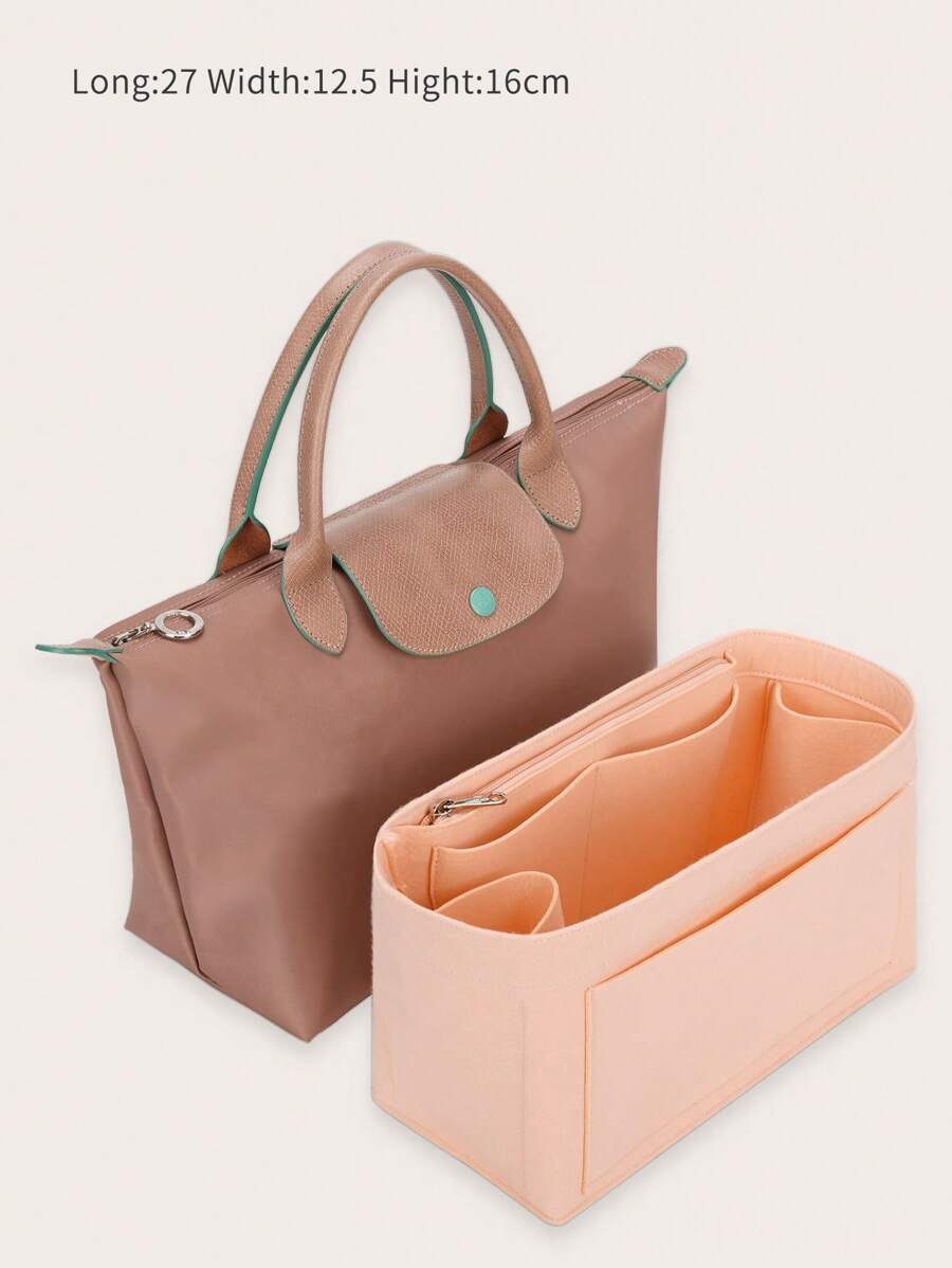 Women Bag Organizer Insert, Felt Bag Organizer With Zipper - Pink - View 1