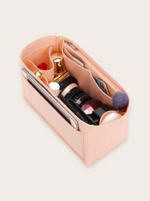 Women Bag Organizer Insert, Felt Bag Organizer With Zipper - Pink - View 4