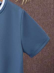 SHEIN Tween Boy Casual Color Block Patchwork Short Sleeve 2-In-1 2 In 1 T-Shirt