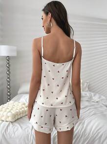 CottageSlumber 樱桃印花吊带背心和短裤 睡衣套装 / 睡衣套装