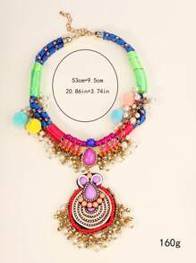 Máy Tính Thời Trang Phong Cách Nặng Bohemian Nhiều Màu Đính Hạt Tua Rua Sang Trọng Vintage Khăn Choàng Nữ Vòng Cổ Thích Hợp Cho Buổi Biểu Diễn - Nhiều màu - Xem 3