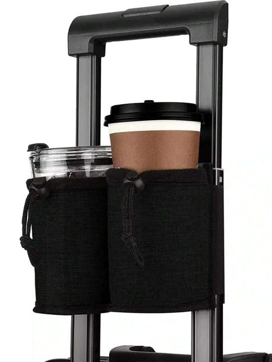 1入組行李殼套懸掛杯子黑色行李手柄收納袋適用於戶外