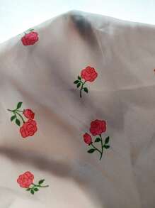 櫻桃圖案撞色滾邊緞面睡衣套裝 - 白色 - 查看 7