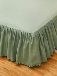 Solid Color Bed Skirt, Mint Green Ruffle Trim Bed Sheet For Bedroom - Mint Green - View 2