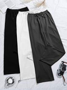 3条系带腰家居裤，秋季服装，舒适，冬季 - 彩色 - 查看 1