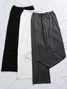 3条系带腰家居裤，秋季服装，舒适，冬季 - 彩色 - 查看 3