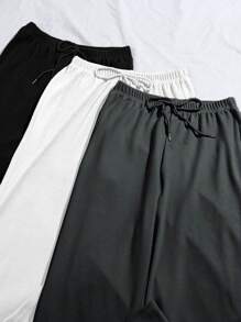 3条系带腰家居裤，秋季服装，舒适，冬季 - 彩色 - 查看 5