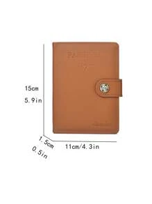 Letter Embossed Passport Case For Travel - Brown - View 5