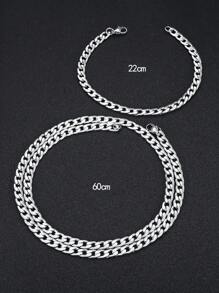 2件套不锈钢链手链和项链套装，百搭时尚首饰配饰，嘻哈风格