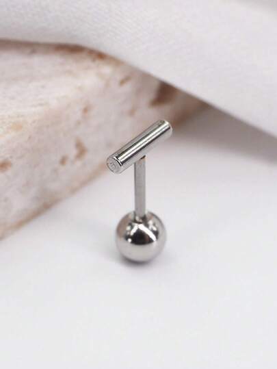 6mm條形設計極簡風格小不銹鋼耳釘