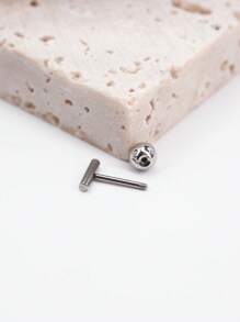 6mm條形設計極簡風格小不銹鋼耳釘 - 銀色 - 查看 3